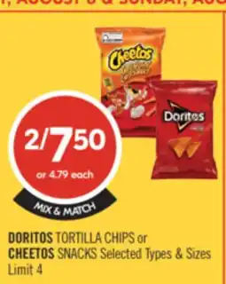 Shoppers Drug Mart DORITOS TORTILLA CHIPS or CHEETOS SNACKS offer