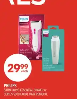 Shoppers Drug Mart PHILIPS SATIN SHAVE ESSENTIAL SHAVER or SERIES 5000 FACIAL HAIR REMOVAL offer