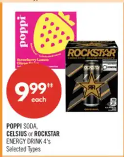 Shoppers Drug Mart POPPI SODA, CELSIUS or ROCKSTAR ENERGY DRINK 4's offer