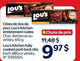 Walmart Lou's Kitchen fully cooked pork back ribs offer