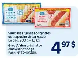 Walmart Great Value original or chicken hot dogs offer