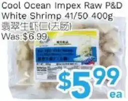 Ample Food Market Cool Ocean Impex Raw P&D White Shrimp 41/50 offer