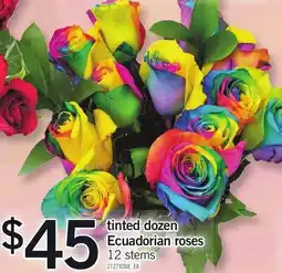 Loblaws tinted dozen Ecuadorian roses offer