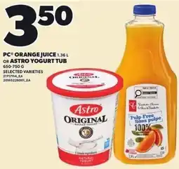 Independent Grocer PC ORANGE JUICE OR ASTRO YOGURT TUB offer
