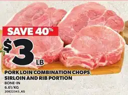 Loblaws Pork loin combination chops, sirloin and rib portion offer