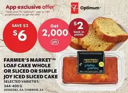 Loblaws Farmer's market loaf cake whole or sliced or simple joy iced sliced cake offer