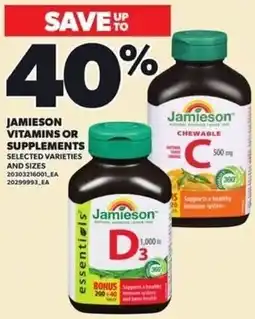 Independent Grocer Jamieson vitamins or supplements offer