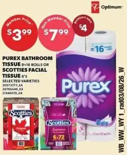 Independent Grocer Optimum Purex bathroom tissue or scotties facial tissue offer