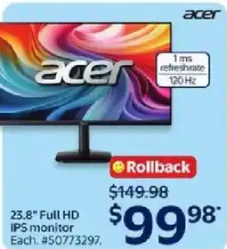 Walmart acer 23.8" Full HD IPS monitor offer