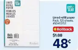 Walmart pen+GEAR Lined refill paper Pack offer