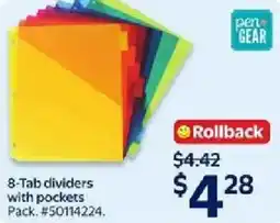 Walmart pen+GEAR 8-Tab dividers with pockets offer
