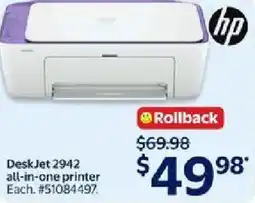Walmart hp DeskJet 2942 all-in-one printer offer