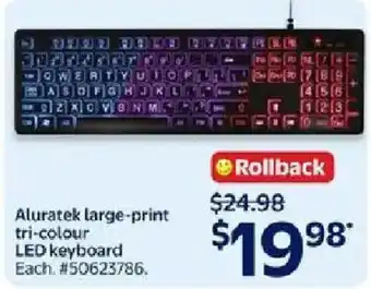 Aluratek large-print tri-colour LED keyboard