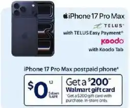 Walmart iPhone 17 Pro Max postpaid phone offer