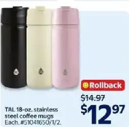 Walmart TAL stainless steel coffee mugs offer