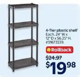Walmart 4-Tier plastic shelf offer