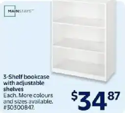 Walmart MAINSTAYS 3-Shelf bookcase with adjustable shelves offer