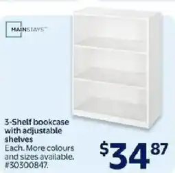 Walmart MAINSTAYS 3-Shelf bookcase with adjustable shelves offer