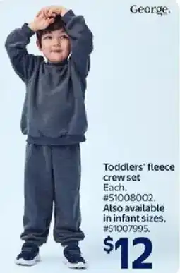 Walmart George Toddlers' fleece crew set offer