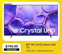 Leon's Samsung 65" 4K CUHD Smart LED TV offer