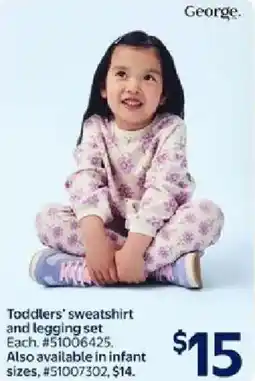 Walmart George Toddlers' sweatshirt and legging set offer