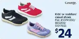 Walmart George Kids' or toddlers' casual shoes Pair offer