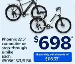 Walmart Phoenix 27.5" commuter or step-through e-bike offer