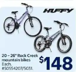 Walmart HUFFY 20-26" Rock Creek mountain bikes offer