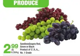 Highland Farms Seedless Grapes Red, Green or Black offer