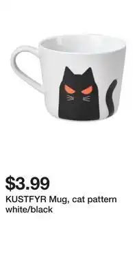 IKEA KUSTFYR Mug, cat pattern white/black offer