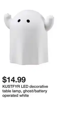 IKEA KUSTFYR LED decorative table lamp, ghost/battery operated white offer