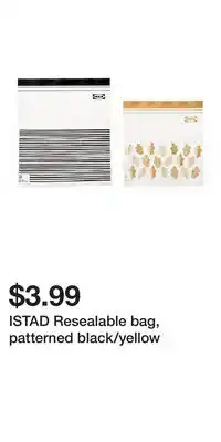 IKEA ISTAD Resealable bag, patterned black/yellow offer