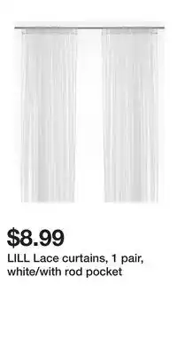 IKEA LILL Lace curtains, 1 pair, white/with rod pocket offer