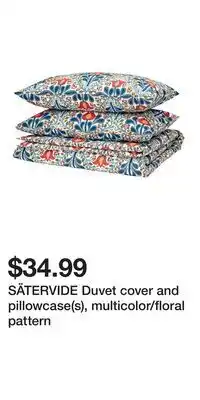 IKEA SÄTERVIDE Duvet cover and pillowcase(s), multicolor/floral pattern offer
