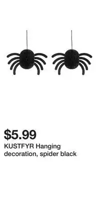 IKEA KUSTFYR Hanging decoration, spider black offer