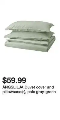 IKEA ÄNGSLILJA Duvet cover and pillowcase(s), pale gray-green offer