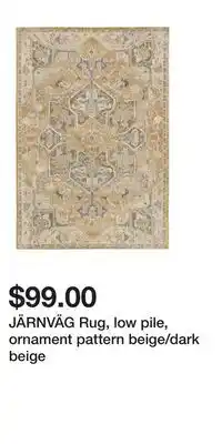 IKEA JÄRNVÄG Rug, low pile, ornament pattern beige/dark beige offer
