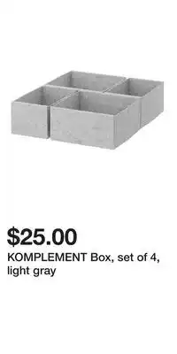 IKEA KOMPLEMENT Box, set of 4, light gray offer
