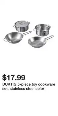 IKEA DUKTIG 5-piece toy cookware set, stainless steel color offer