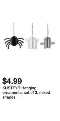 IKEA KUSTFYR Hanging ornaments, set of 3, mixed shapes offer