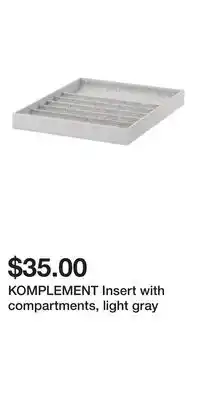 IKEA KOMPLEMENT Insert with compartments, light gray offer