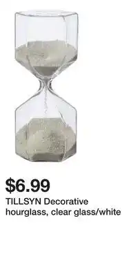 IKEA TILLSYN Decorative hourglass, clear glass/white offer