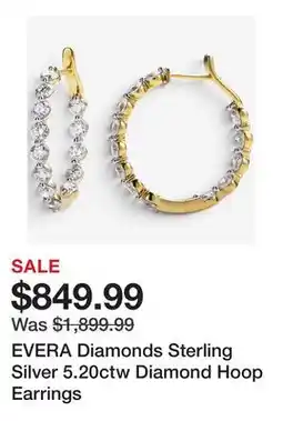 TSC Stores EVERA Diamonds Sterling Silver 5.20ctw Diamond Hoop Earrings offer