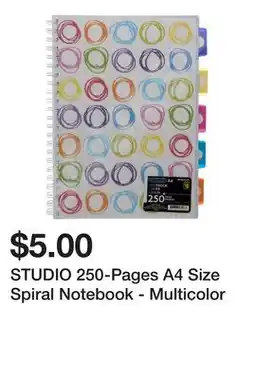 Dollarama STUDIO 250-Pages A4 Size Spiral Notebook - Multicolor offer