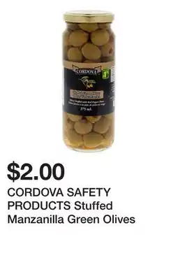 Dollarama CORDOVA SAFETY PRODUCTS Stuffed Manzanilla Green Olives offer