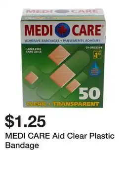 Dollarama MEDI CARE Aid Clear Plastic Bandage offer