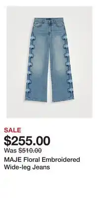 Holt Renfrew MAJE Floral Embroidered Wide-leg Jeans offer