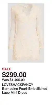 Holt Renfrew LOVESHACKFANCY Bernadine Pearl-Embellished Lace Mini Dress offer