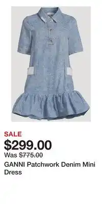 Holt Renfrew GANNI Patchwork Denim Mini Dress offer