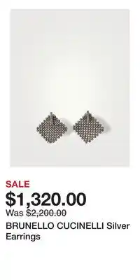 Holt Renfrew BRUNELLO CUCINELLI Silver Earrings offer